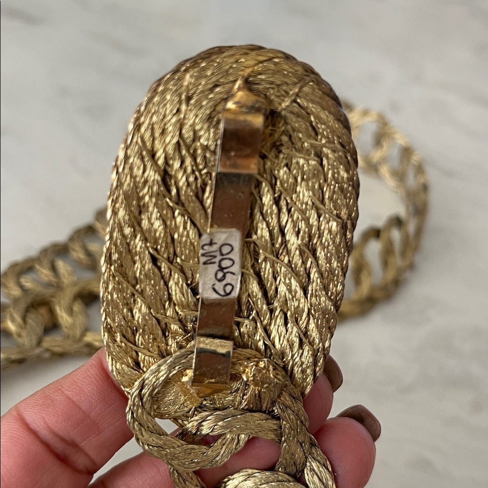 Vintage 50s 60s Braided Wire Metal Rope Chain Link gold tone metallic Belt 34 L - Picture 8 of 17